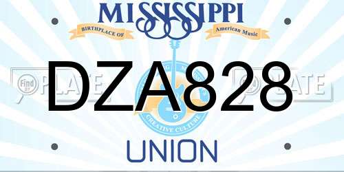 DZA828 Mississippi License Plate