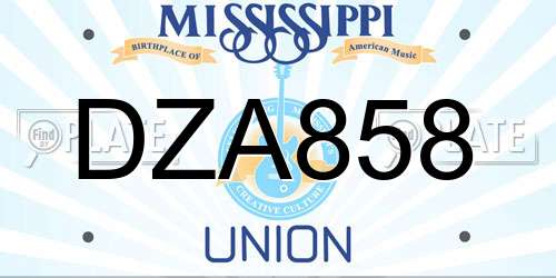 DZA858 Mississippi License Plate