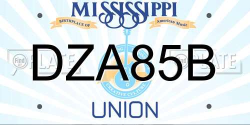 DZA85B Mississippi License Plate
