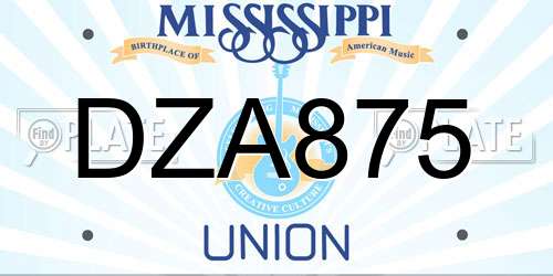 DZA875 Mississippi License Plate