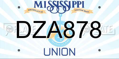 DZA878 Mississippi License Plate
