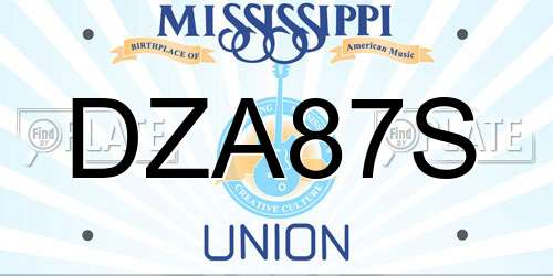 DZA87S Mississippi License Plate