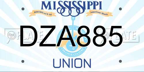 DZA885 Mississippi License Plate