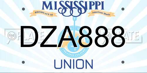 DZA888 Mississippi License Plate