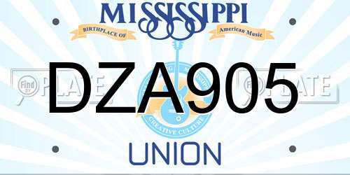 DZA905 Mississippi License Plate