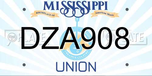 DZA908 Mississippi License Plate