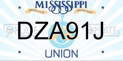 DZA91J Mississippi License Plate