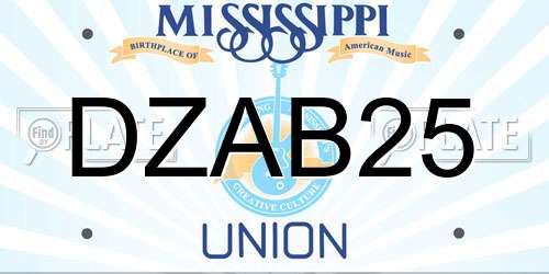 DZAB25 Mississippi License Plate