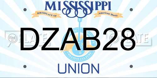 DZAB28 Mississippi License Plate