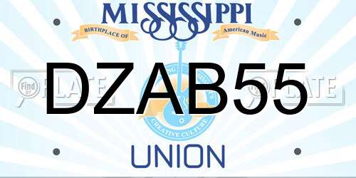 DZAB55 Mississippi License Plate