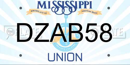 DZAB58 Mississippi License Plate