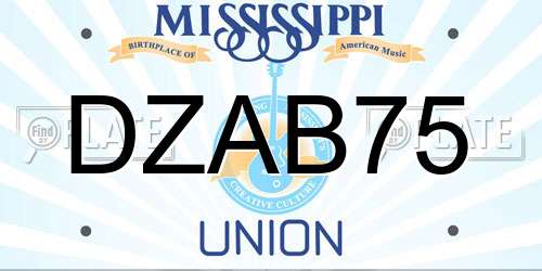 DZAB75 Mississippi License Plate
