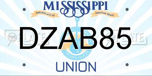DZAB85 Mississippi License Plate