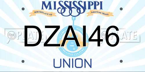 DZAI46 Mississippi License Plate