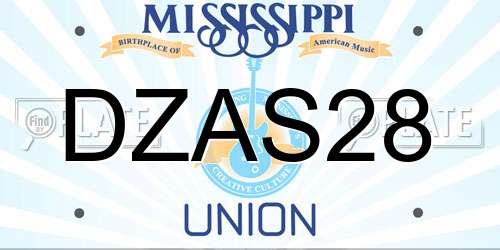 DZAS28 Mississippi License Plate