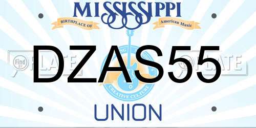 DZAS55 Mississippi License Plate