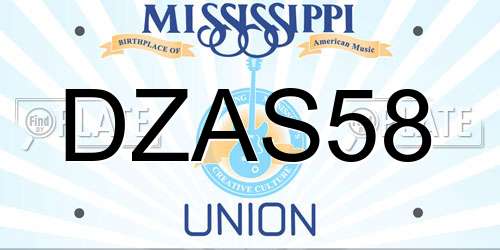 DZAS58 Mississippi License Plate