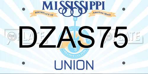 DZAS75 Mississippi License Plate