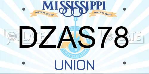 DZAS78 Mississippi License Plate