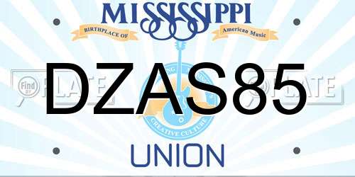 DZAS85 Mississippi License Plate