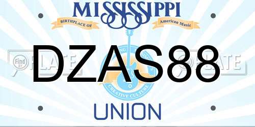 DZAS88 Mississippi License Plate