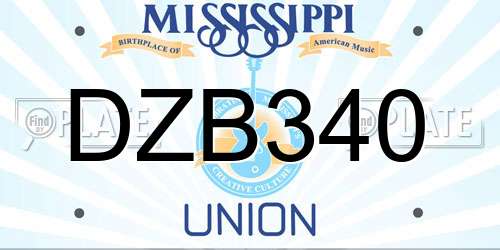 DZB340 Mississippi License Plate
