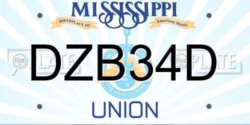 DZB34D Mississippi License Plate
