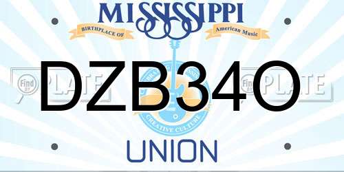 DZB34O Mississippi License Plate