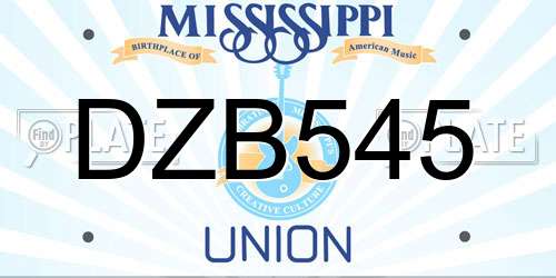 DZB545 Mississippi License Plate