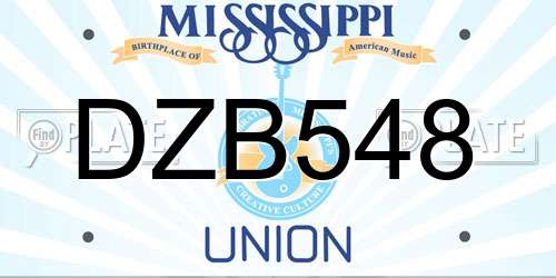 DZB548 Mississippi License Plate