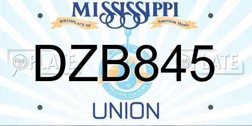 DZB845 Mississippi License Plate
