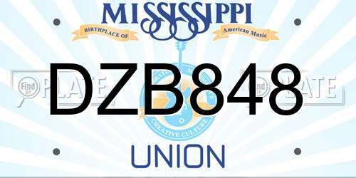DZB848 Mississippi License Plate