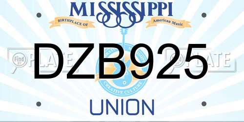 DZB925 Mississippi License Plate