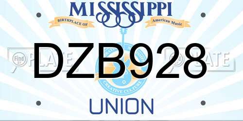 DZB928 Mississippi License Plate