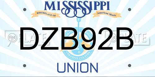 DZB92B Mississippi License Plate