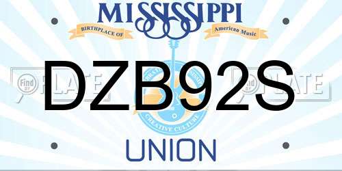 DZB92S Mississippi License Plate