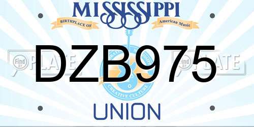 DZB975 Mississippi License Plate