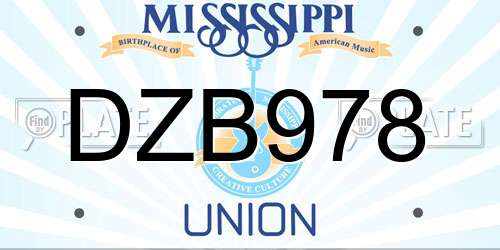 DZB978 Mississippi License Plate