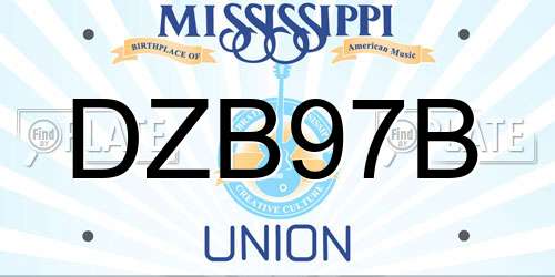 DZB97B Mississippi License Plate