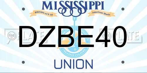DZBE40 Mississippi License Plate