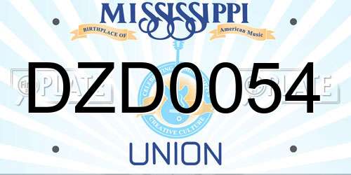 DZD0054 Mississippi License Plate