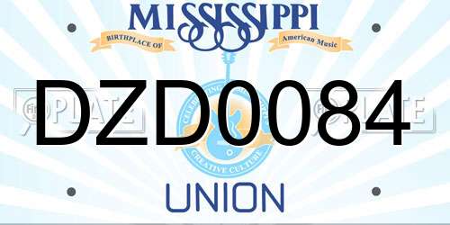 DZD0084 Mississippi License Plate