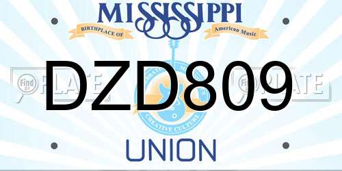 DZD809 Mississippi License Plate