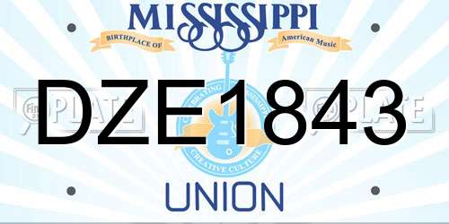 DZE1843 Mississippi License Plate