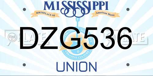 DZG536 Mississippi License Plate