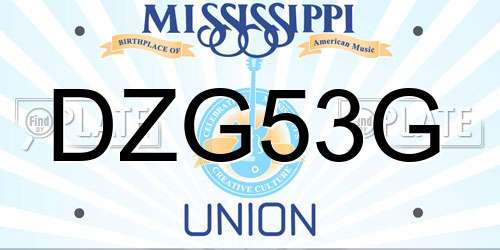 DZG53G Mississippi License Plate