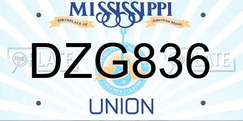 DZG836 Mississippi License Plate