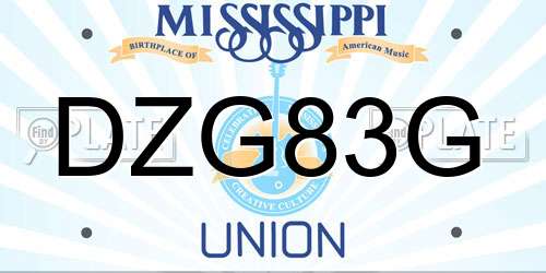 DZG83G Mississippi License Plate