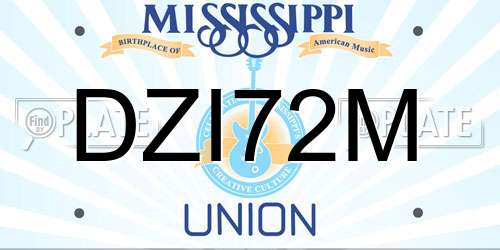 DZI72M Mississippi License Plate