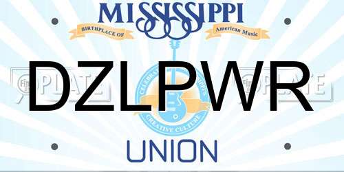 DZLPWR Mississippi License Plate